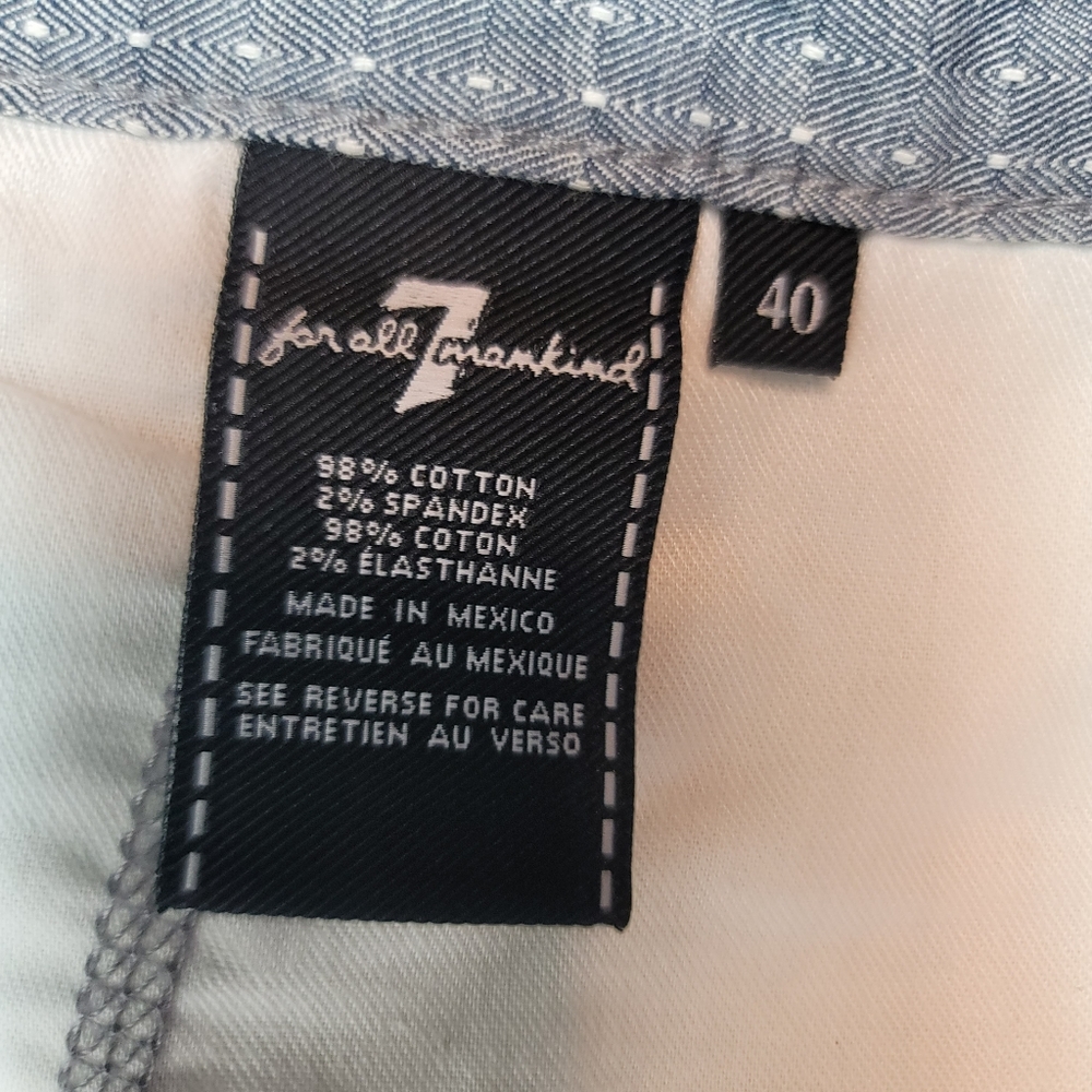 7 For All Man Kind Men’s size 40 Casual Check Flat Front Light Blue-Gray Shorts - Picture 4 of 10